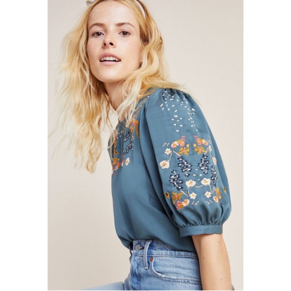 Anthropologie vintage Dolan left coat Nicole embroidered blouse XL NWT